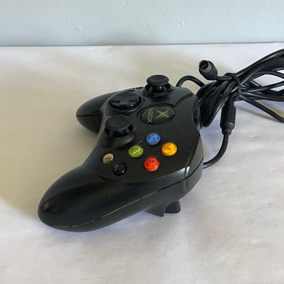 Original Xbox S-Type Controller Black Genuine No Breakaway Cable - Picture 3 of 8